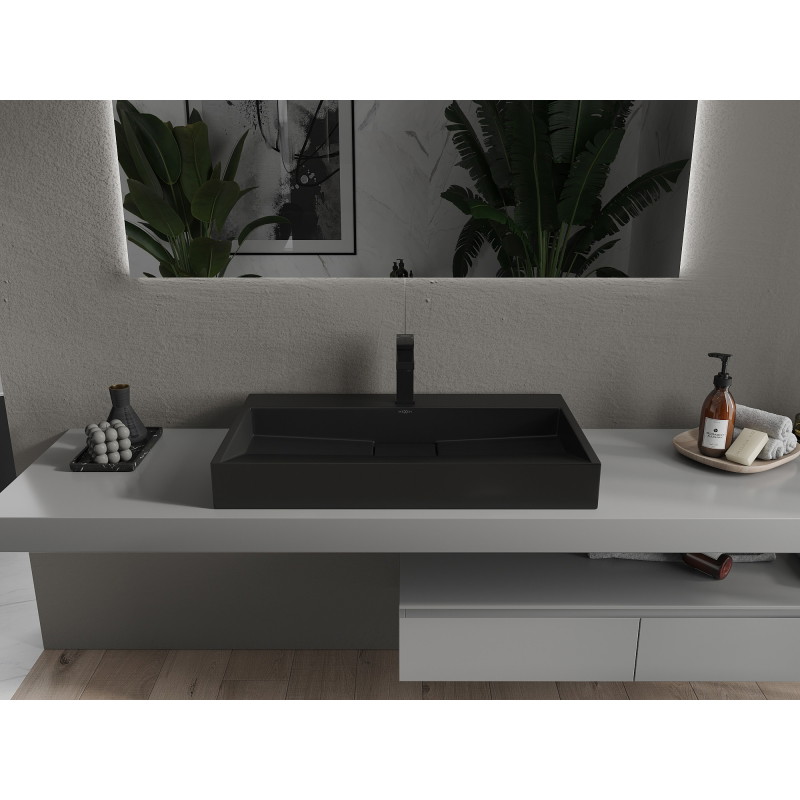 Mexen Ava umyvadlo z konglomerátu 1/O 80 x 46 cm, černé - 23018071