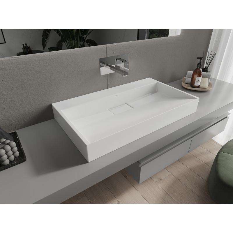 Mexen Ava nástavná umyvadlová s konglomerátu B/O 80 x 46 cm, bílá - 23018000