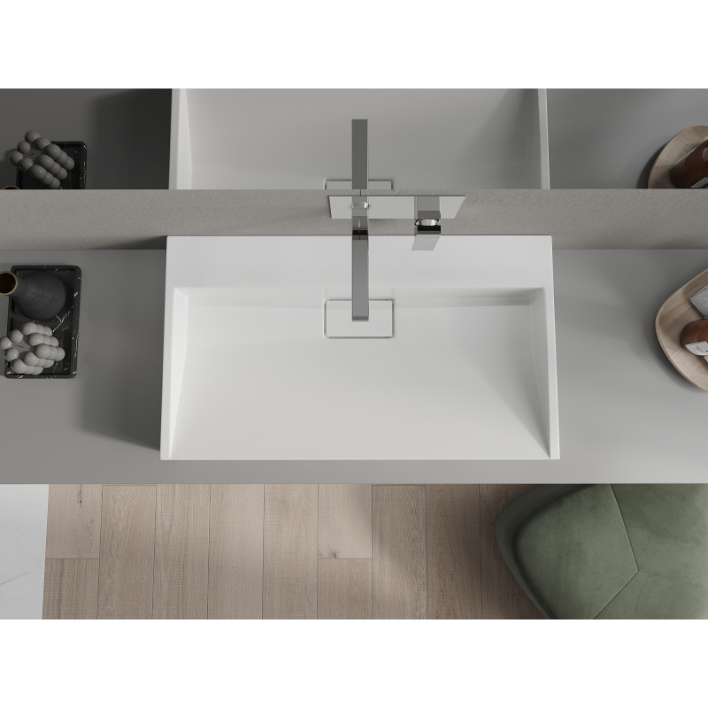 Mexen Ava nástavná umyvadlová s konglomerátu B/O 80 x 46 cm, bílá - 23018000