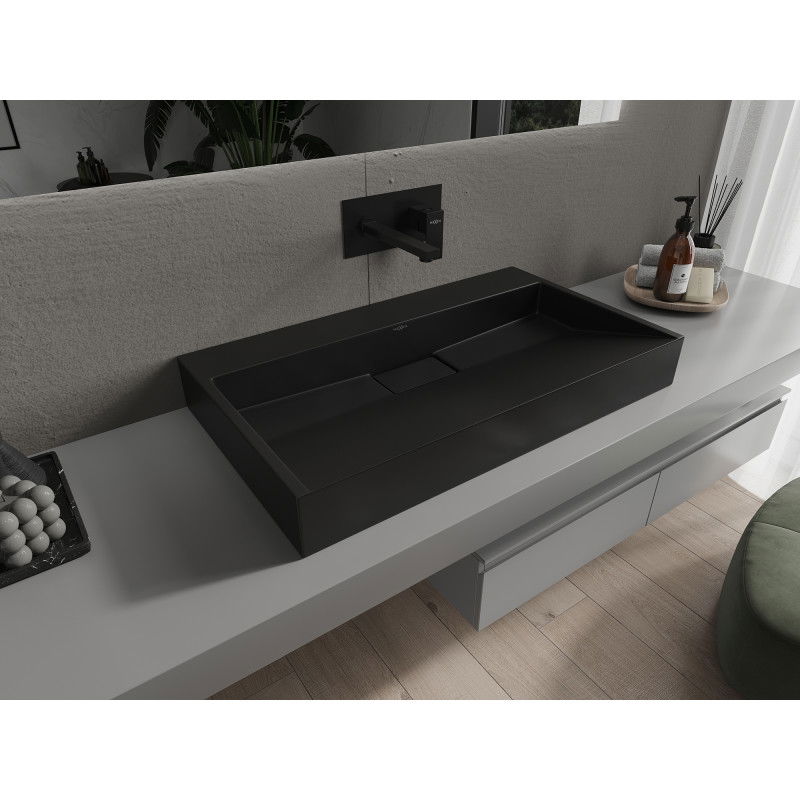 Mexen Ava umyvadlo na desku z konglomerátu B/O 80 x 46 cm, černá - 23018070
