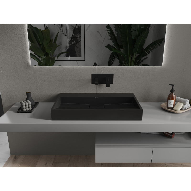 Mexen Ava umyvadlo na desku z konglomerátu B/O 80 x 46 cm, černé - 23018070