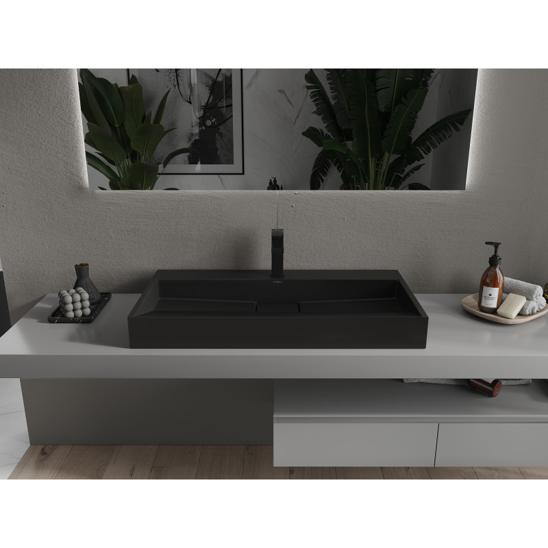 Mexen Ava umyvadlo na desku z konglomerátu 1/O 90 x 46 cm, černé - 23019071
