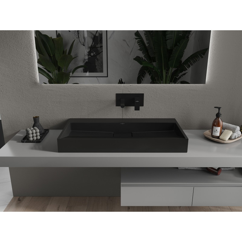Mexen Ava umyvadlo na desku z konglomerátu B/O 90 x 46 cm, černé - 23019070