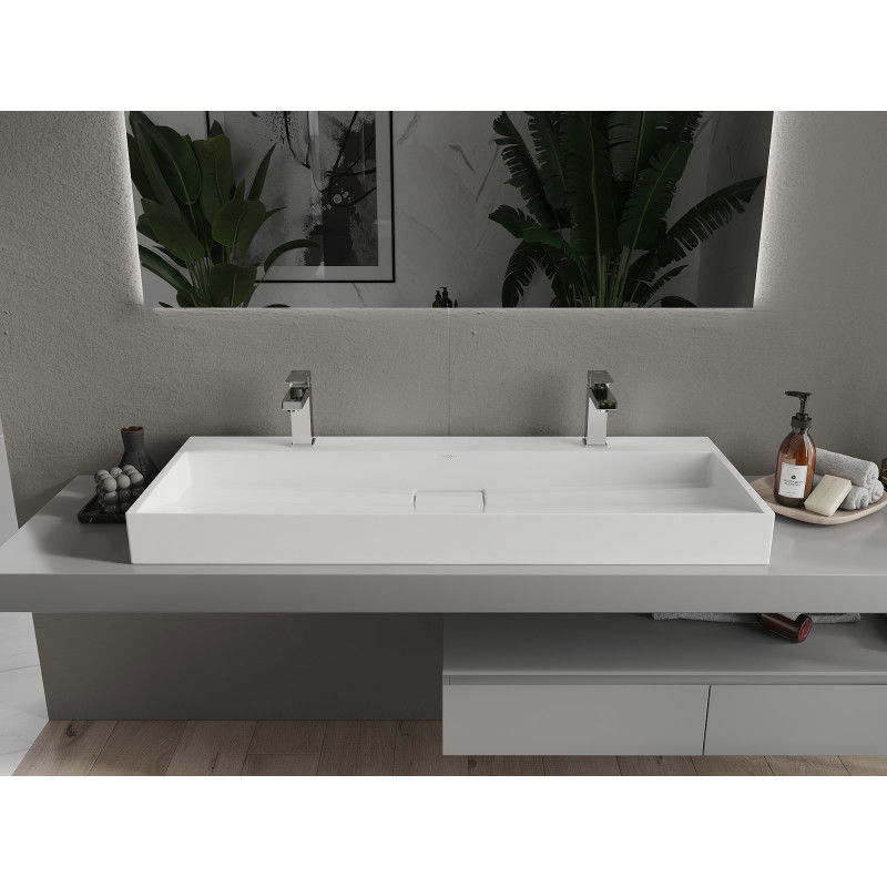 Mexen Ava umyvadlo na desku z konglomerátu 2/O 120 x 46 cm, bílá - 23011202