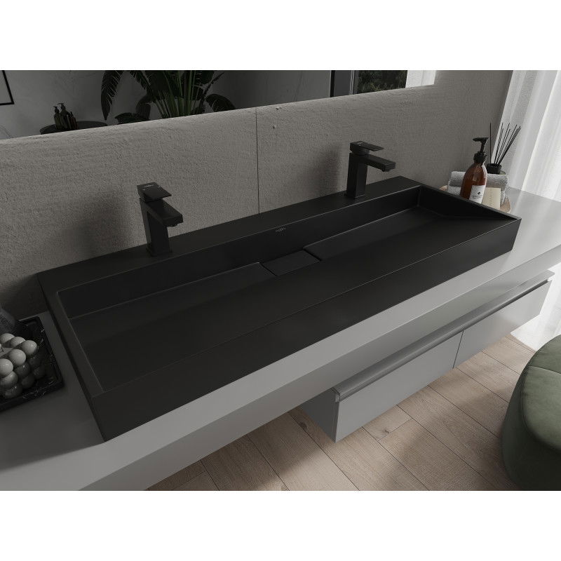 Mexen Ava umyvadlo na desku z konglomerátu 2/O 120 x 46 cm, černá - 23011272