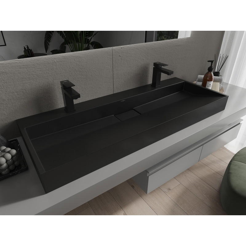 Mexen Ava umyvadlo na desku z konglomerátu 2/O 120 x 46 cm, černé - 23011272