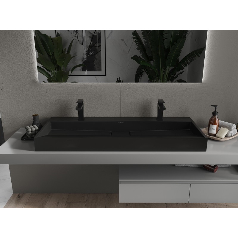 Mexen Ava umyvadlo na desku z konglomerátu 2/O 120 x 46 cm, černé - 23011272