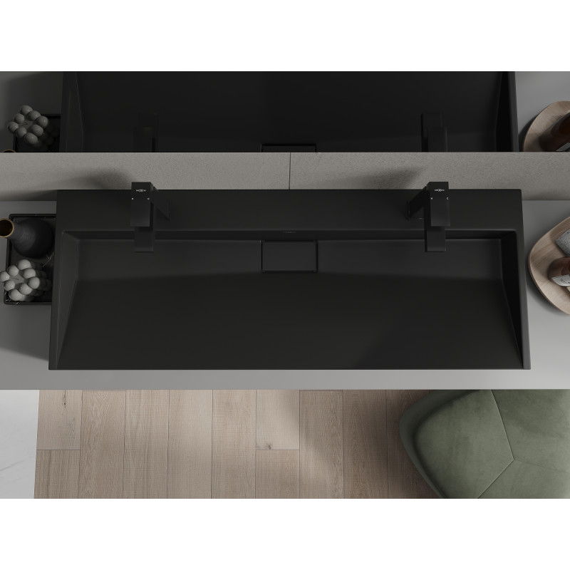 Mexen Ava umyvadlo na desku z konglomerátu 2/O 120 x 46 cm, černá - 23011272