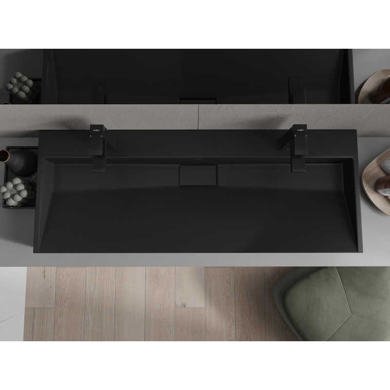Mexen Ava umyvadlo na desku z konglomerátu 2/O 120 x 46 cm, černé - 23011272
