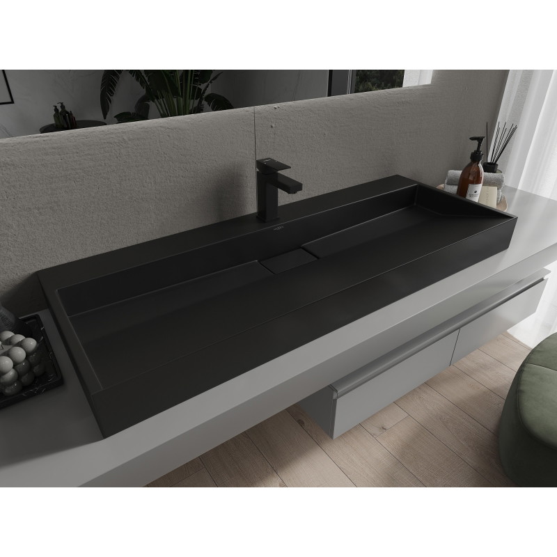 Mexen Ava umyvadlo na desku z konglomerátu 1/O 120 x 46 cm, černé - 23011271