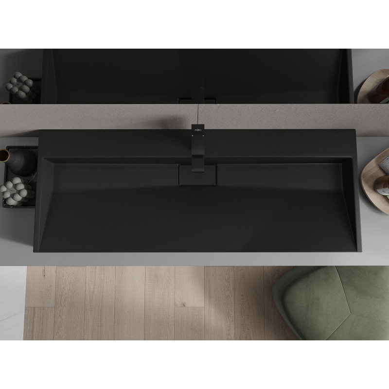 Mexen Ava konzolové umyvadlo z konglomerátu 1/O 120 x 46 cm, černé - 23011271