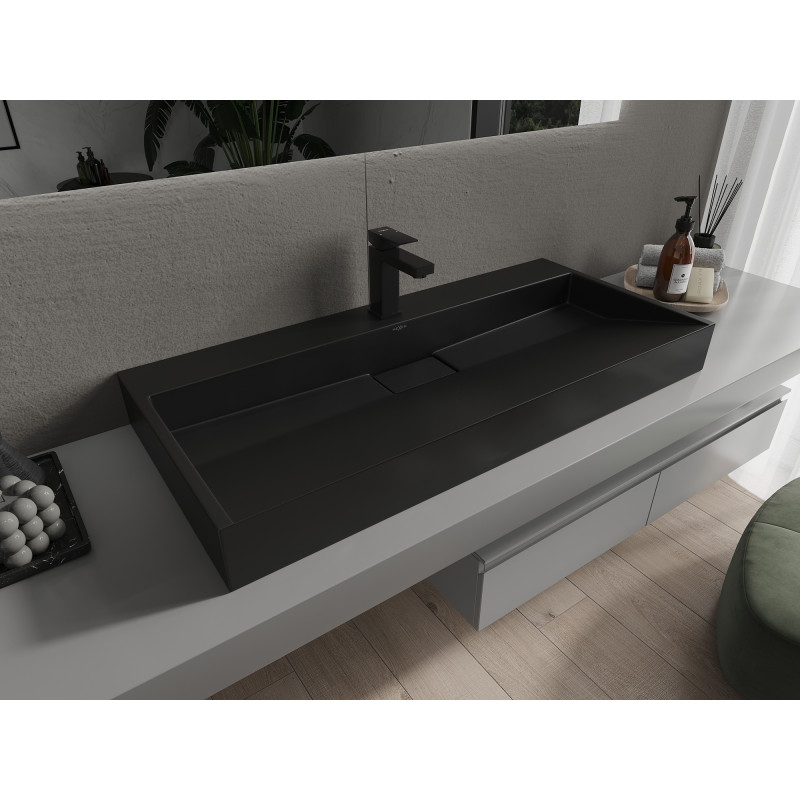 Mexen Ava umyvadlo na desku z konglomerátu 1/O 100 x 46 cm, černé - 23011071