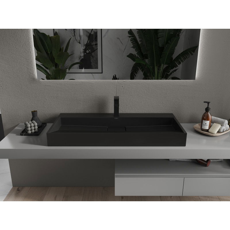 Mexen Ava umyvadlo na desku z konglomerátu 1/O 100 x 46 cm, černá - 23011071