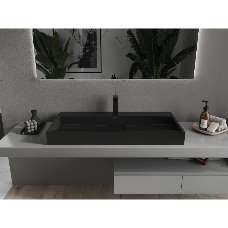 Mexen Ava umyvadlo na desku z konglomerátu 1/O 100 x 46 cm, černé - 23011071