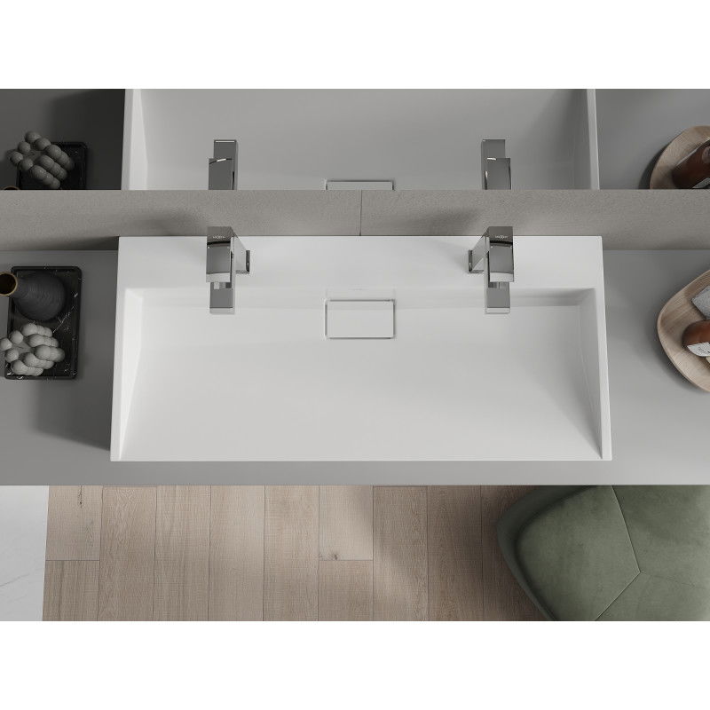 Mexen Ava umyvadlo na desku z konglomerátu 2/O 100 x 46 cm, bílá - 23011002