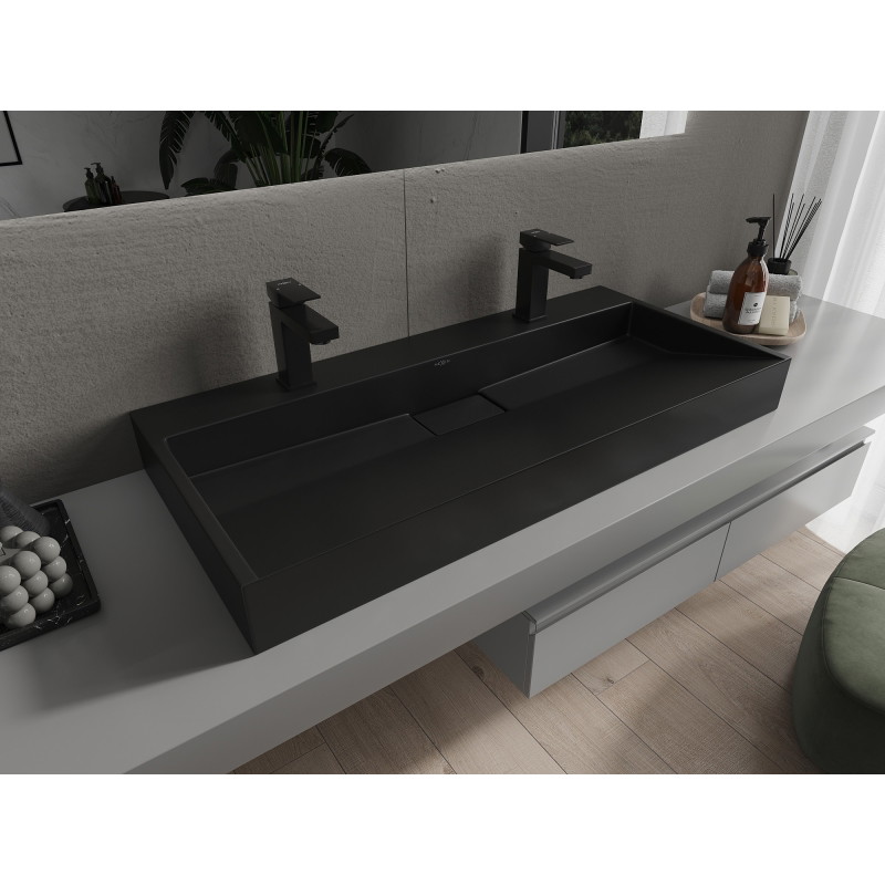 Mexen Ava desková umyvadlová z konglomerátu 2/O 100 x 46 cm, černá - 23011072