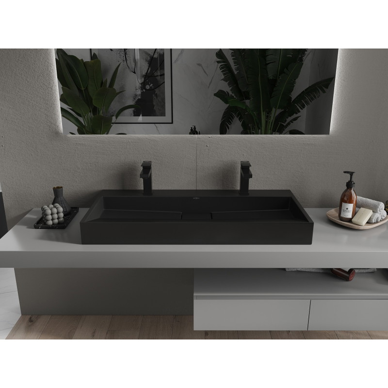 Mexen Ava desková umyvadlová z konglomerátu 2/O 100 x 46 cm, černá - 23011072