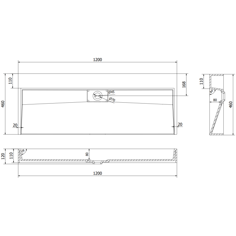 Mexen Ava umyvadlo na desku z konglomerátu B/O 120 x 46 cm, bílá - 23011200