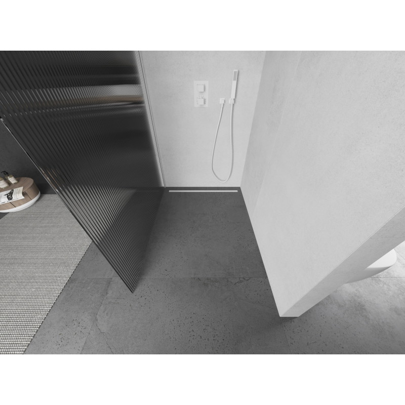 Mexen Kioto sprchová stěna Walk-in 80 x 200 cm, proužky 8 mm, bílá - 800-080-101-20-09