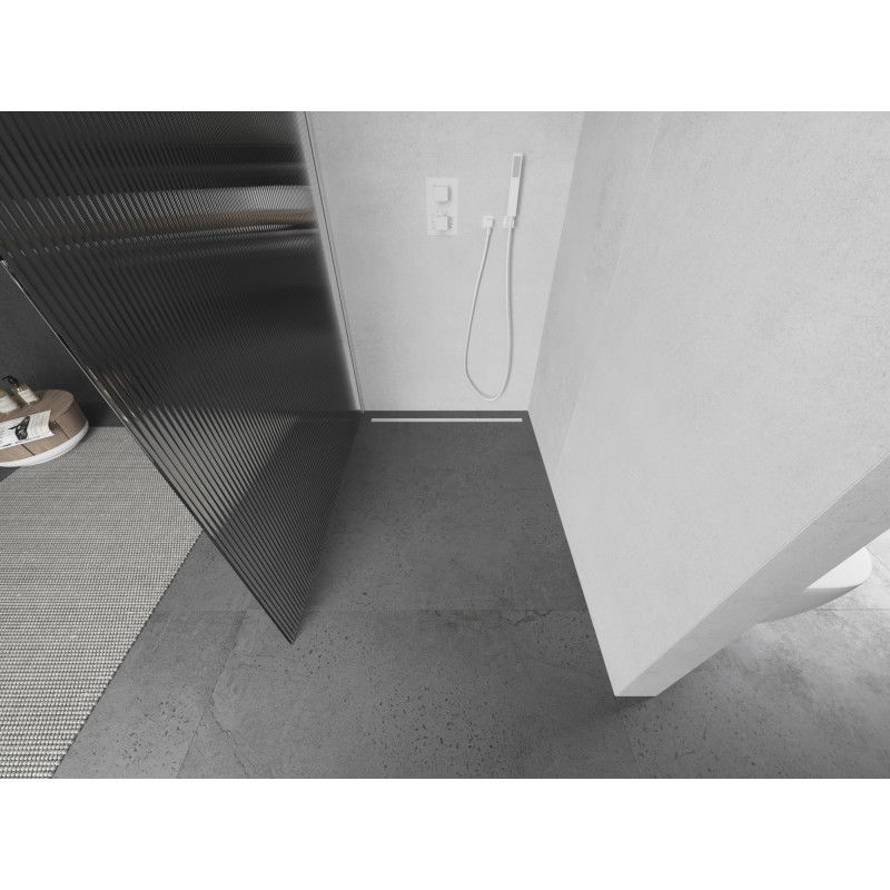 Mexen Kioto sprchová stěna Walk-in 80 x 200 cm, pruhy 8 mm, bílá - 800-080-101-20-09