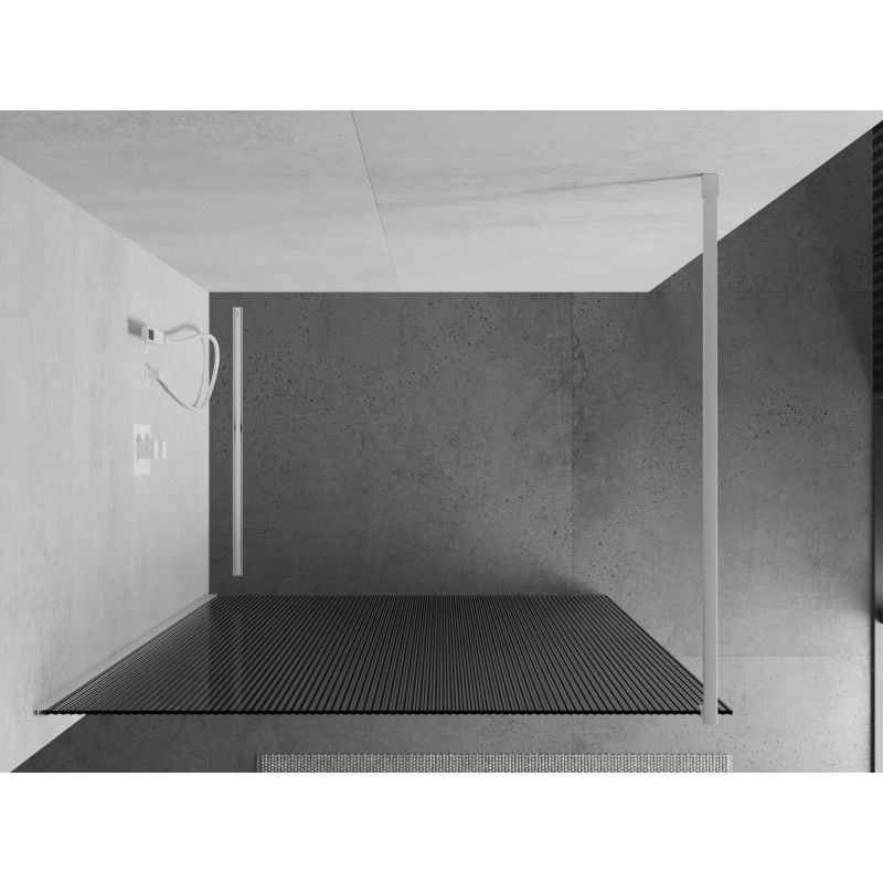 Mexen Kioto sprchová zástěna Walk-in 130 x 200 cm, proužky 8 mm, bílá - 800-130-101-20-09