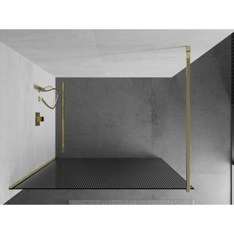 Mexen Kioto sprchová stěna Walk-in 70 x 200 cm, proužky 8 mm, zlatá - 800-070-101-50-09