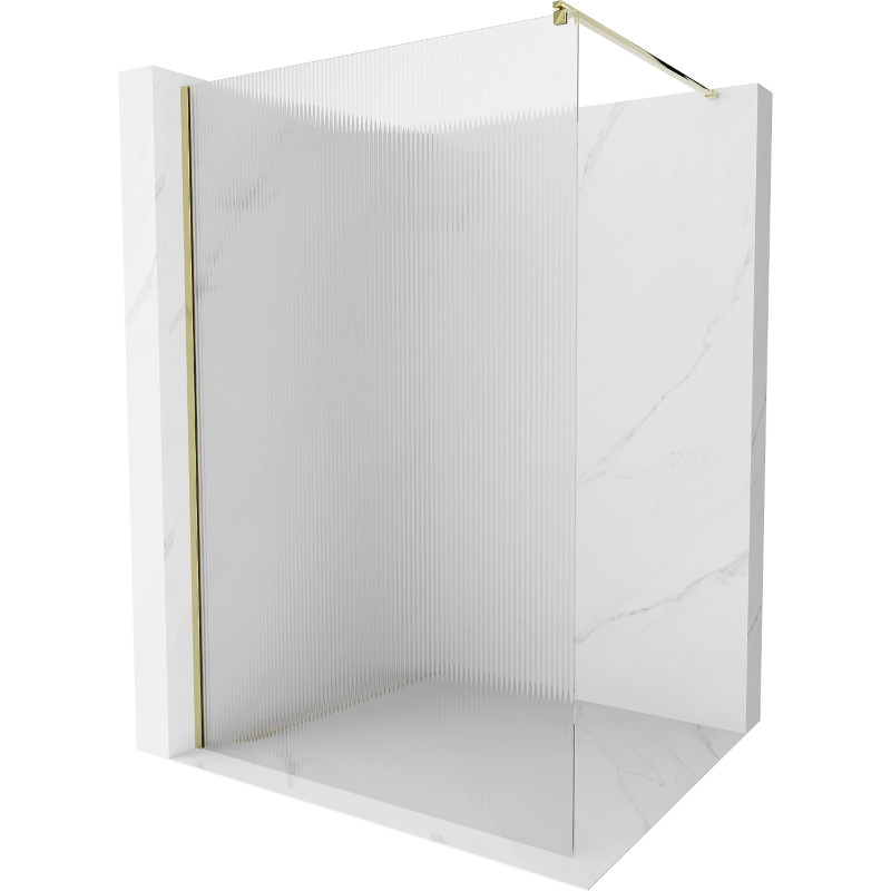 Mexen Kioto sprchová stěna Walk-in 90 x 200 cm, proužky 8 mm, zlatá - 800-090-101-50-09
