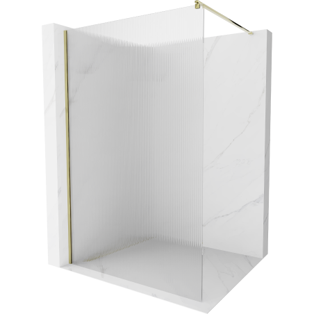 Mexen Kioto sprchová stěna Walk-in 100 x 200 cm, proužky 8 mm, zlatá - 800-100-101-50-09