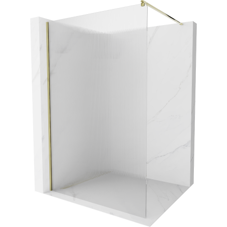 Mexen Kioto sprchová zástěna Walk-in 140 x 200 cm, proužky 8 mm, zlatá - 800-140-101-50-09