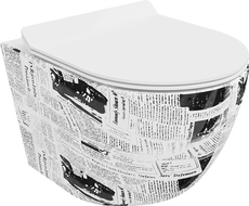 Mexen Lena WC mísa bez okrajů s pomalu padajícím tenkým sedátkem, duroplast, bílý vzor - 30224099