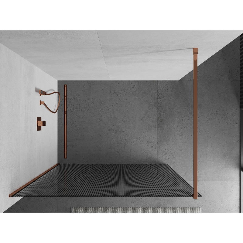 Mexen Kioto sprchová stěna Walk-in 80 x 200 cm, pruhy 8 mm, růžové zlato - 800-080-101-60-09