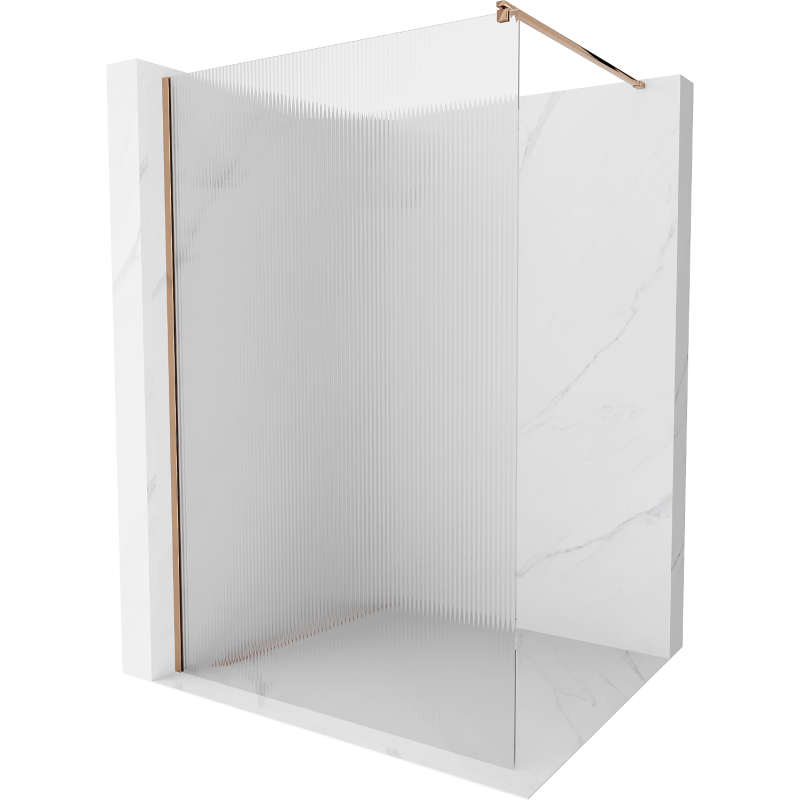 Mexen Kioto sprchová stěna Walk-in 110 x 200 cm, proužky 8 mm, růžové zlato - 800-110-101-60-09