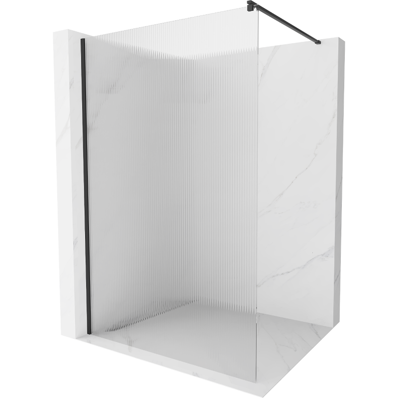 Mexen Kioto sprchová stěna 120 x 200 cm, proužky 8 mm, černá - 800-120-101-70-09