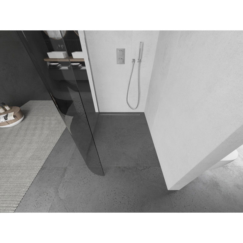 Mexen Kioto-R Zaoblená sprchová stěna Walk-in 130 x 200 cm, transparentní 8 mm, chrom - 800-130-101-01-06