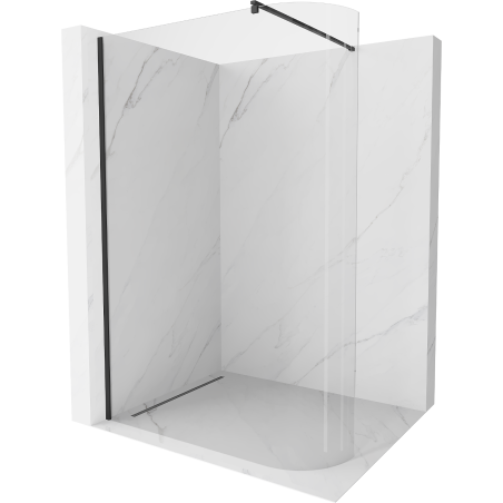 Mexen Kioto-R zaoblená sprchová stěna Walk-in 140 x 200 cm, průhledná 8 mm, černá - 800-140-101-70-06
