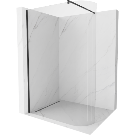 Mexen Kioto-R sprchová zástěna zaoblená Walk-in 150 x 200 cm, transparentní 8 mm, černá - 800-150-101-70-06