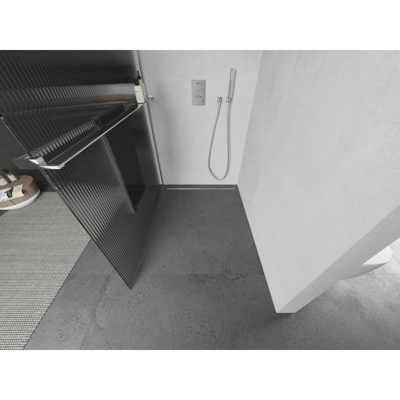 Mexen Kioto+ sprchová stěna s policí Walk-in 120 x 200 cm, pruhy, chrom - 800-120-121-01-09