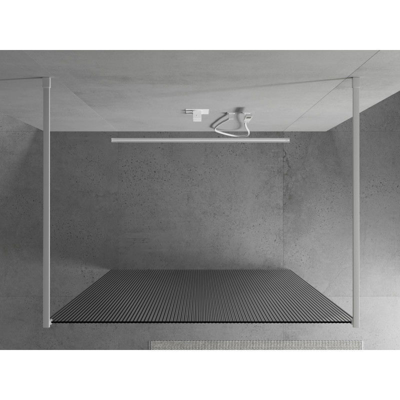 Mexen Kioto volně stojící sprchová stěna 120 x 200 cm, proužky 8 mm, bílá - 800-120-002-20-09