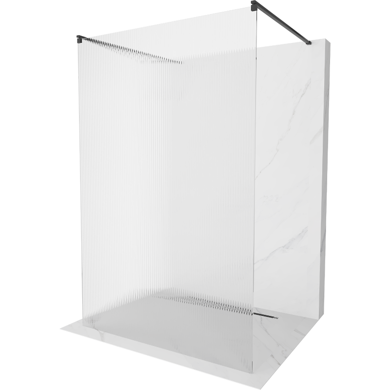 Mexen Kioto volně stojící sprchová stěna 100 x 200 cm, pruhy 8 mm, černá - 800-100-002-70-09