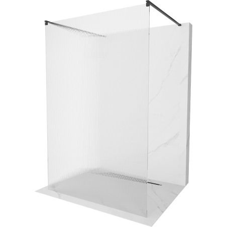 Mexen Kioto volně stojící sprchová stěna 100 x 200 cm, pruhy 8 mm, černá - 800-100-002-70-09