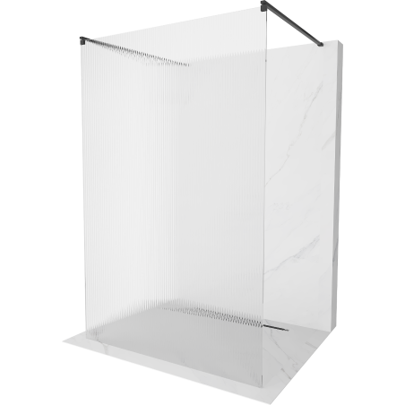 Mexen Kioto volně stojící sprchová zástěna 100 x 200 cm, pruhy 8 mm, černá - 800-100-002-70-09
