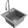 Mexen Vito granitový dřez 1-komorový s kuchyňskou baterií Savita, šedý - 6503-71-672601-00