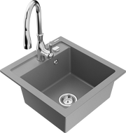 Mexen Vito granitový dřez 1-komorový s kuchyňskou baterií Savita, šedý - 6503-71-672601-00