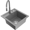 Mexen Vito granitový dřez s 1 komorou s kuchyňskou baterií Savita, šedý - 6503-71-672601-71