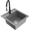Mexen Vito granitový dřez 1-komorový s kuchyňskou baterií Savita, šedý - 6503-71-672601-70