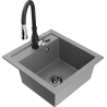 Mexen Vito granitový dřez 1-komorový s kuchyňskou baterií Savita, šedý - 6503-71-672601-70-B