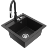 Mexen Vito granitový dřez 1-komorový s kuchyňskou baterií Savita, černý/stříbrný metalík - 6503-73-672601-70