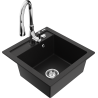 Mexen Vito žulový dřez 1-komorový s kuchyňskou baterií Savita, černý - 6503-77-672601-00