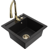 Mexen Vito granitový dřez 1-komorový s kuchyňskou baterií Savita, černý - 6503-77-672601-50