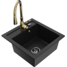 Mexen Vito granitový kuchyňský dřez s jednou komorou a kuchyňskou baterií Savita, černý - 6503-77-672601-50-B
